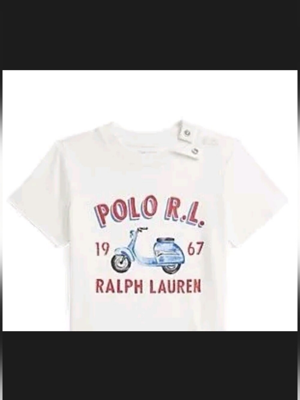 Ralph Lauren White Tee with Blue Scooter Graphic